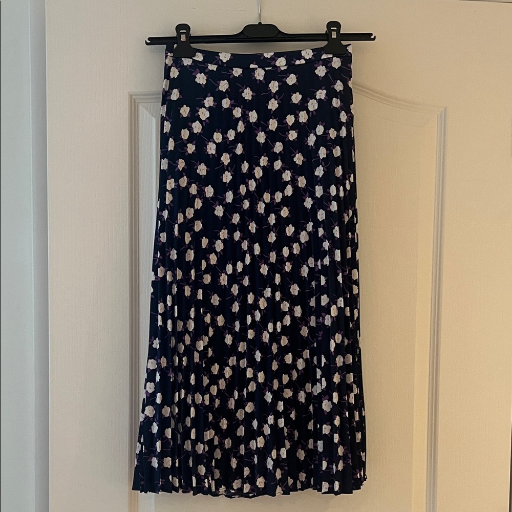 J. Crew Navy Floral Midi Skirt